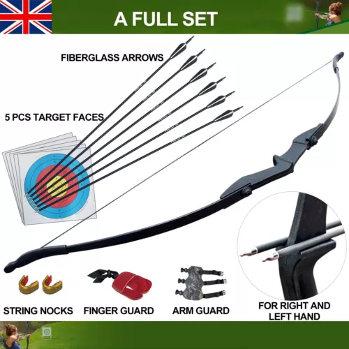 40lbs Archery Hunting Recurve Bow Arrows Set Longbow For Adult Outdoor - Picture 1 of 16