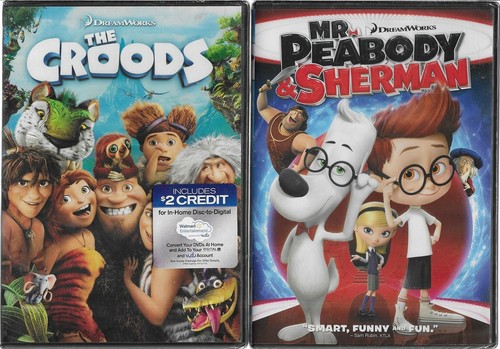 THE CROODS & MR. PEABODY & SHERMAN ~ 2 DVDS DREAMWORKS WIDESCREEN BRAND NEW