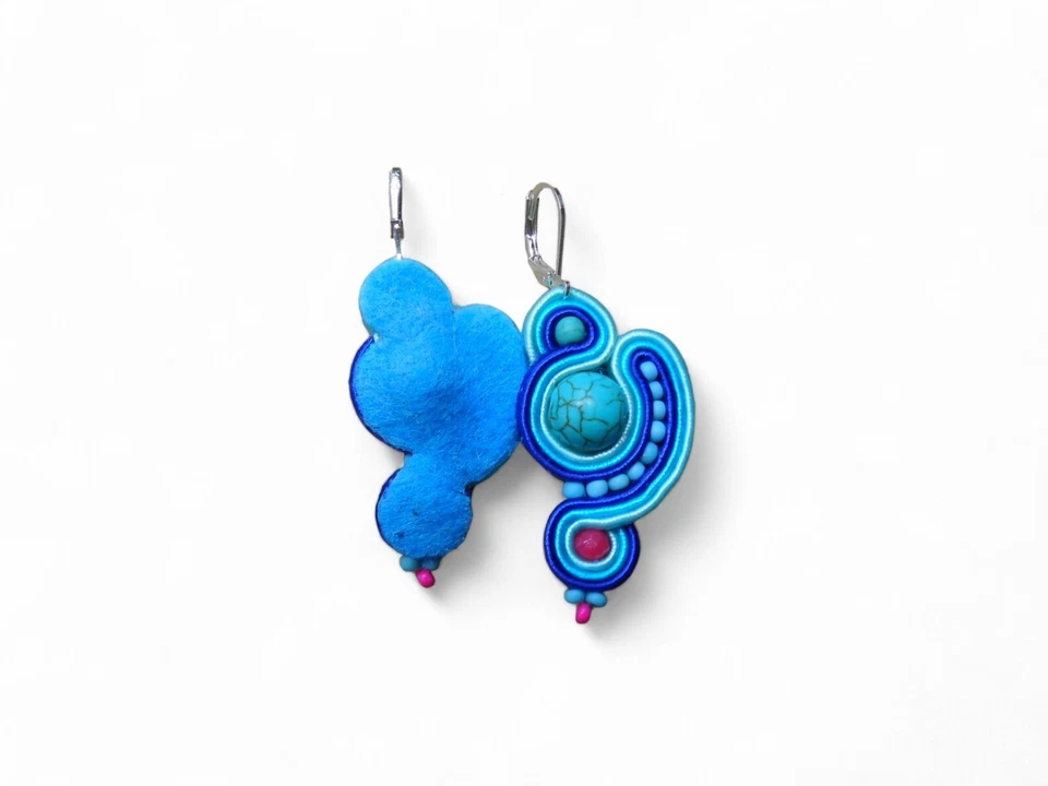 Ohrringe, hergestellt in Soutache-Technik, handgenäht. - Bild 3 von 4