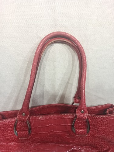 Faux Alligator Skin Shoulder Bag Purse Red Nine West - Picture 6 of 14