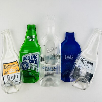 Americana Folk Art Melted Glass Bottle Beer Spirits Barware Collectible YOU PICK