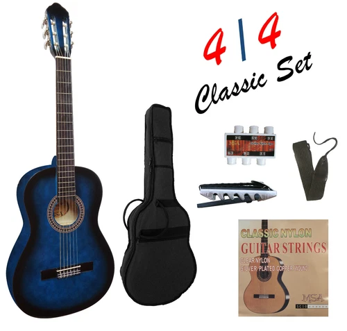 Gitarre,4/4, im Set-Tasche+Gurt/Band-Kapodaster+ersatz Saiten-Stimmpfeiffe!23n