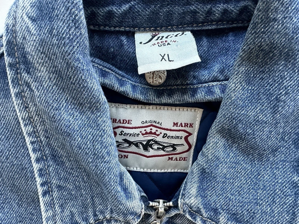 Abrigo Chaqueta Forrada Jean Denim Vintage Años 90 Y2K JNCO Hecho en EE. UU. Para Hombres Talla XL Foto 2 de 4