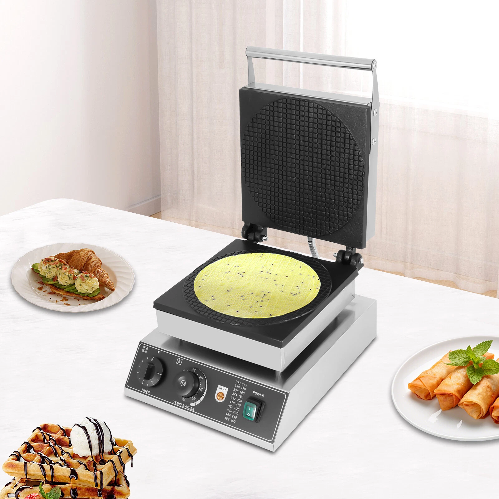 110V 1750W Commercial Electric Dutch Stroopwafels Baker Maker Machine Nonstick