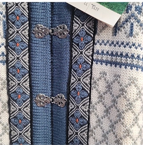 Vintage Dale Of Norway Wool Knit Cardigan Sweater Size 44 Fair Isle New With Tag - Picture 8 of 19