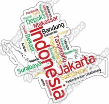 Indonesia Jakarta Depok Country Map Word Cloud Bumper Vinyl Sticker Decal 5