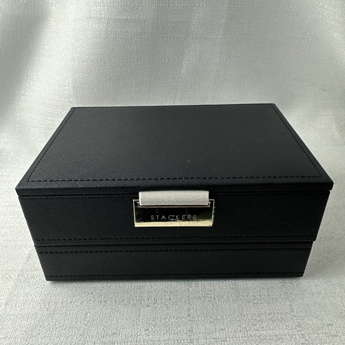 Stackers Jewelry Box Black Taupe Lining Set 2 eBay