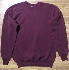 Vintage Jerzees Mens L 50/50 Knit Crew Neck Sweatshirt Dark Red Blank USA Made