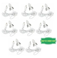 Lot of 8 LED Bulbs White Clip Lamp Light 6' Electric Cord w/Socket on/off Switch