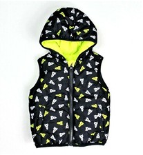 New Topomini Baby Boys Reversible Quilted Vest Hooded Rocket Pattern Size 74