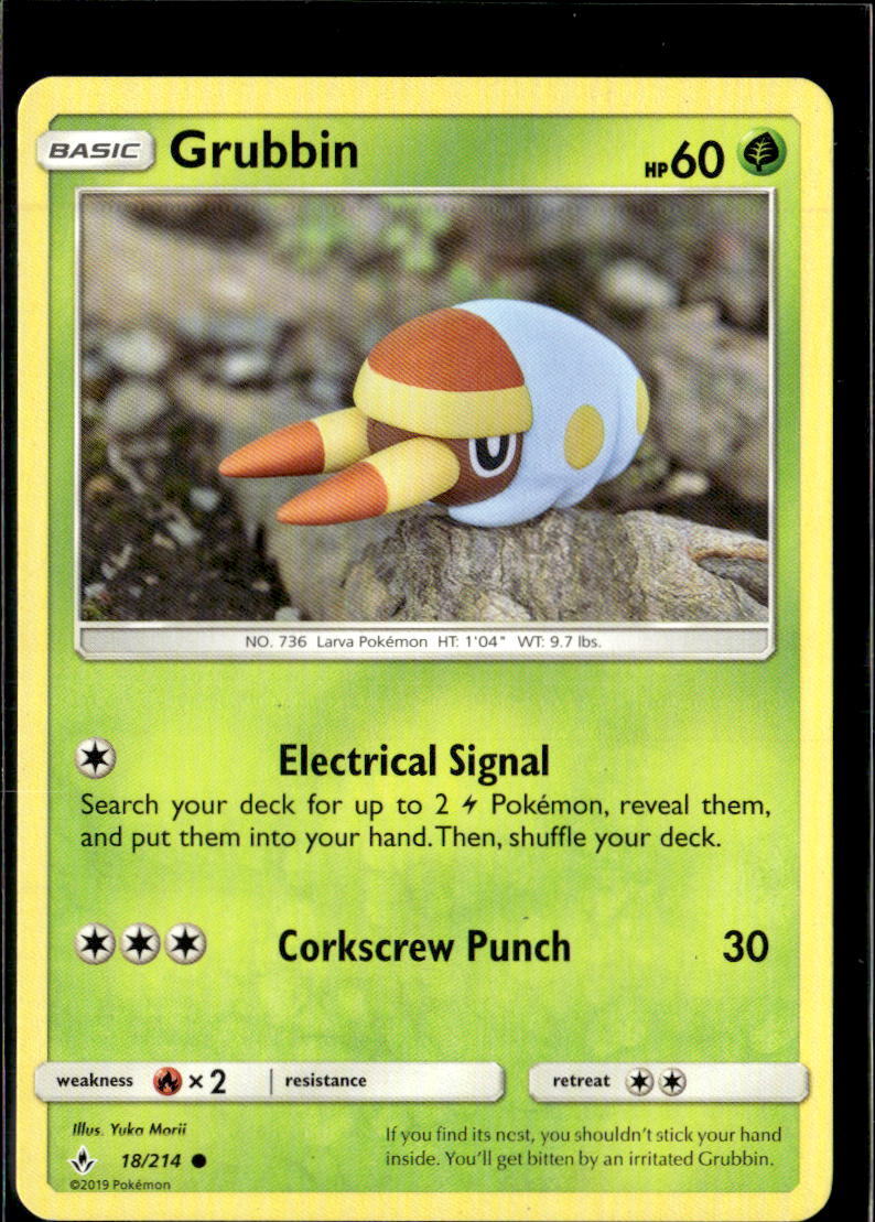 Pokemon Grubbin 18/214 Unbroken Bonds Non Holo Common 2 Card Lot