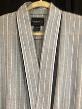 Vintage Mens After Hours by Diplomat Blue Stripe Robe One Size Fits All