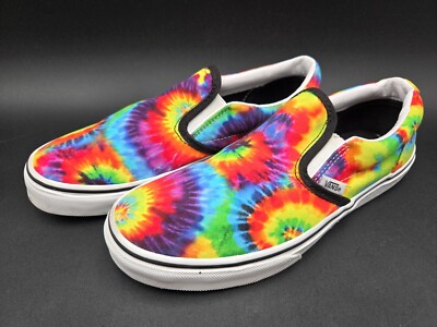 Vans Shoes Juniors 6.5 Tie Dye Slip On Off The Wall Classic Canvas Rainbow Skate