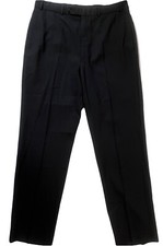 Brooks Brothers 346 Stretch Black Striped Wool Flat Front Mens Dress Pants 35x33