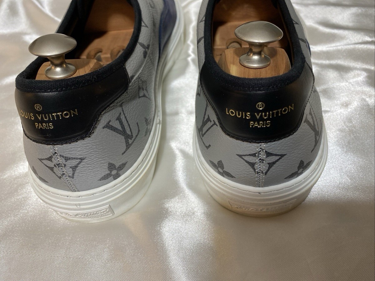 Louis Vuitton Blue Grey Monogram Low top Leather Sneakers Size 13