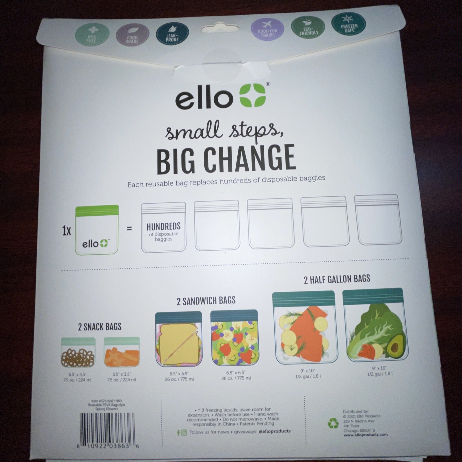 Lot of Ello 6 Zip Food reusable Storage Bag SEALED