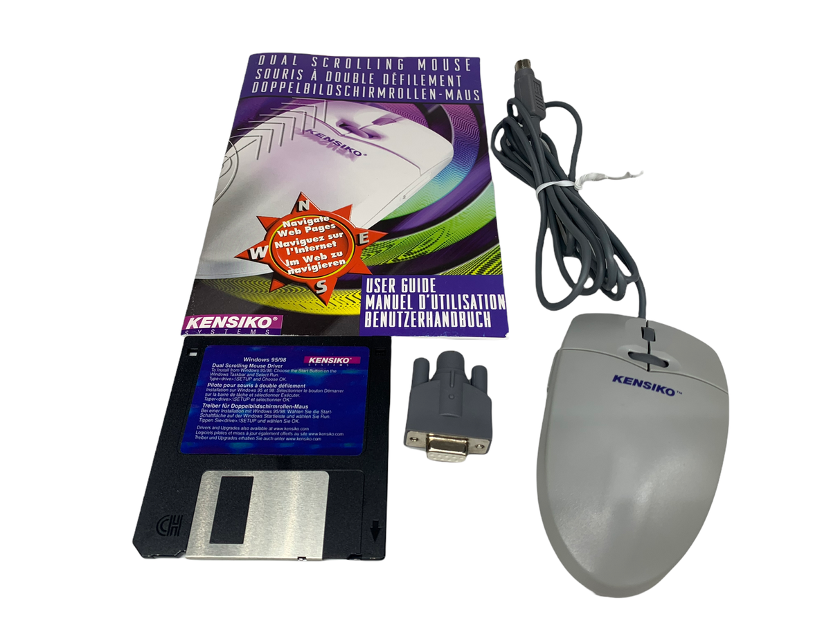 Kensiko Dual Scrolling Mouse Gray Mechanical Ball Mouse PS/2