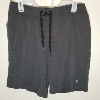 Spyder Mens Gray Board Shorts Large Drawstring Pockets Logo Swimsuit Trunks