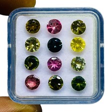 12 Pcs Natural Tourmaline 4.5mm Round Cut Multi Color Loose Gemstones 4.59 Cts