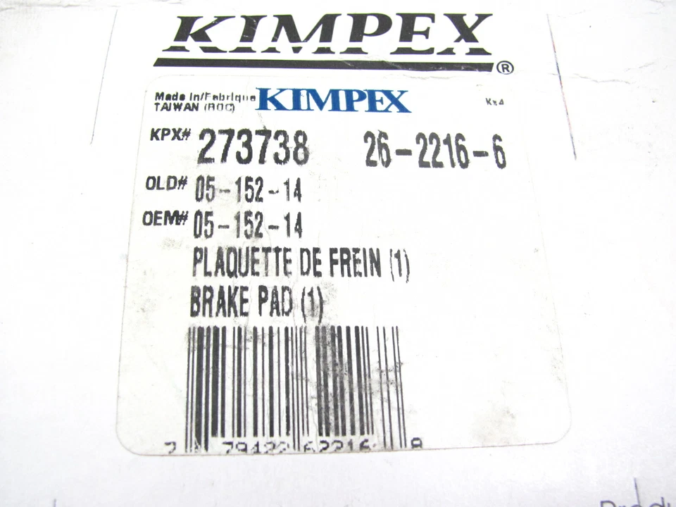 KIMPEX NOS SNOWMOBILE BRAKE PAD POLARIS INDY SPORT TRAIL 273738 05-152-14 - Image 2 of 2
