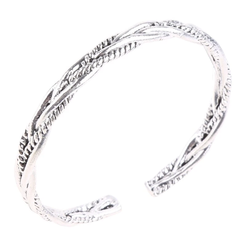 Twisted Woven Bangles Men s Retro Silver Color Bracelet Jewelry