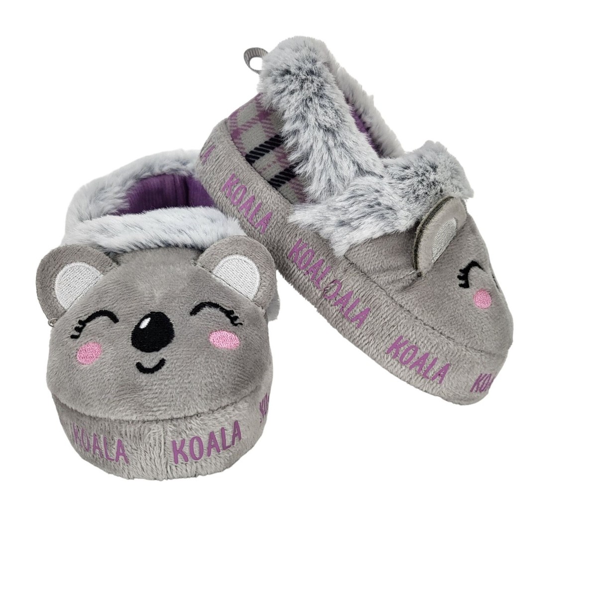 Koala- Themed Kids Slippers Wonder Nation Size Faux Fur Trim