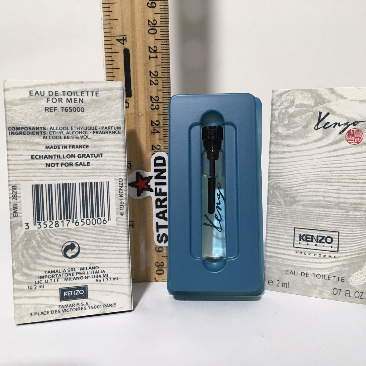 Lot 2 Vintage 1991 Kenzo Pour Homme Eau de Toilette 2ml .07oz