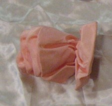 Vintage 80's Baby Pink Gross Grain Ribbon Large Bow Gathered Hair Barrette Clip