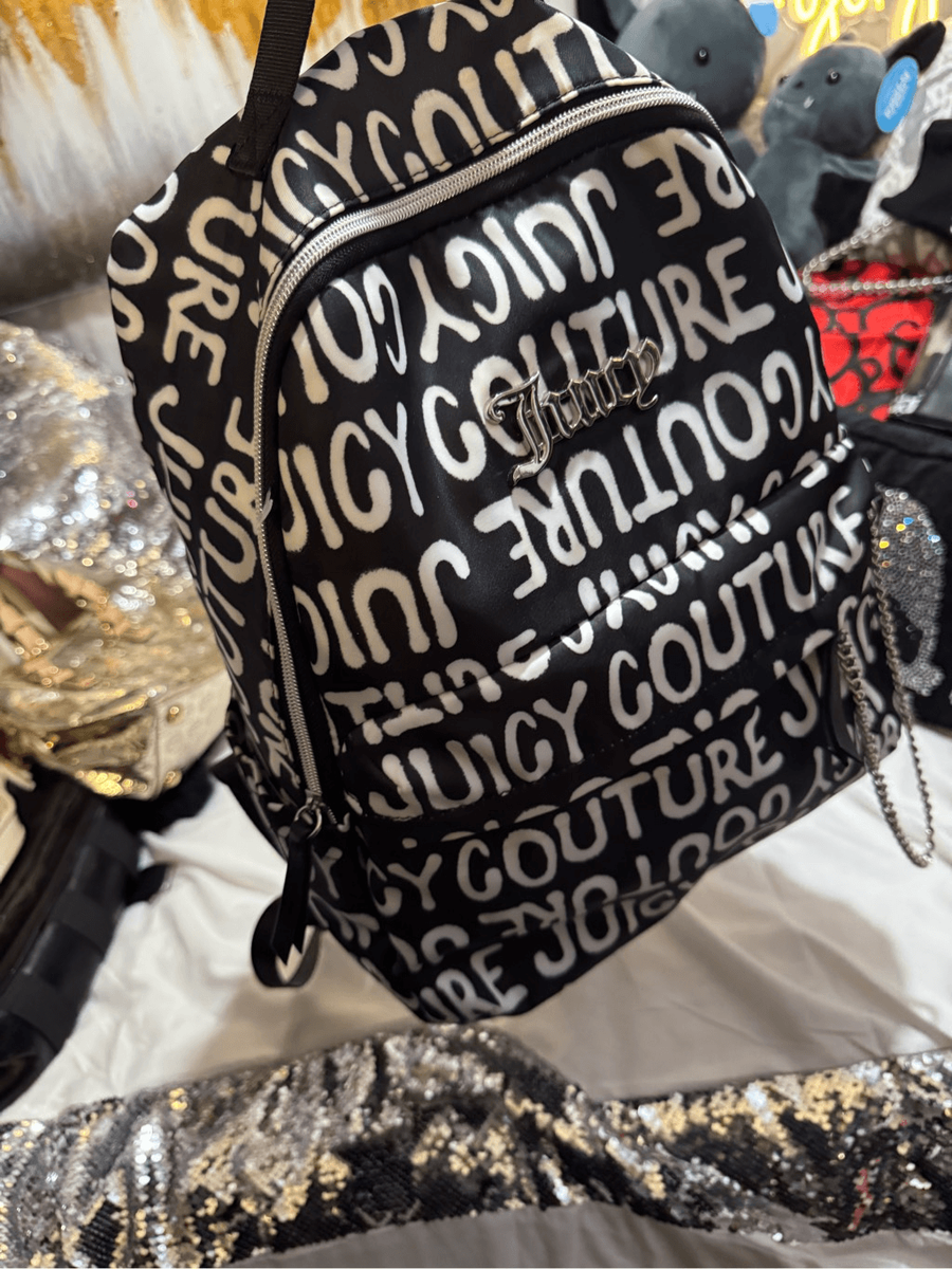 Bbw logo juicy couture black white nylon chain backpack | eBay