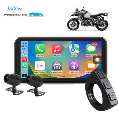 WHIXO V533 Wireless Carplay Android Auto Moto Stereo W/HD 1080P Dual Camera
