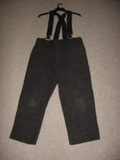 Vtg Woolrich Men Wool Blend Hunting Pants Suspenders 34x26 Gray Red Malone Plaid