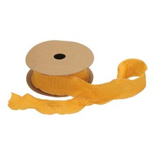 2 Stck. 40 mm 10 Yard Satin Doppel R&uuml;schen Bord&uuml;re Band dunkel gelb Str&auml;u&szlig;e