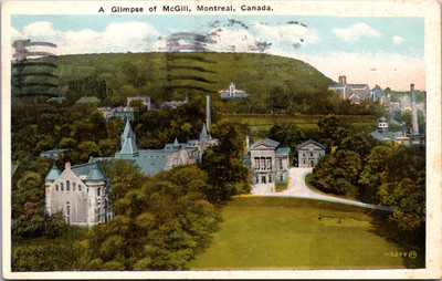 A Glimpse Of McGill Montreal Quebec Canada Vintage Postcard
