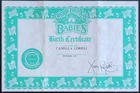 Vintage Cabbage Patch Babies Birth Certificate Girl ~ Camilla Loreli ~ Coleco