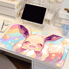 Kawaii Eevee Pokemon Gaming Mouse Pad Large Desk Mat Non Slip PC Keyboard