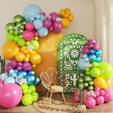 Mexican Cinco De Mayo Fiesta Balloon Arch Kit,145Pcs Rainbow Balloon Garland for