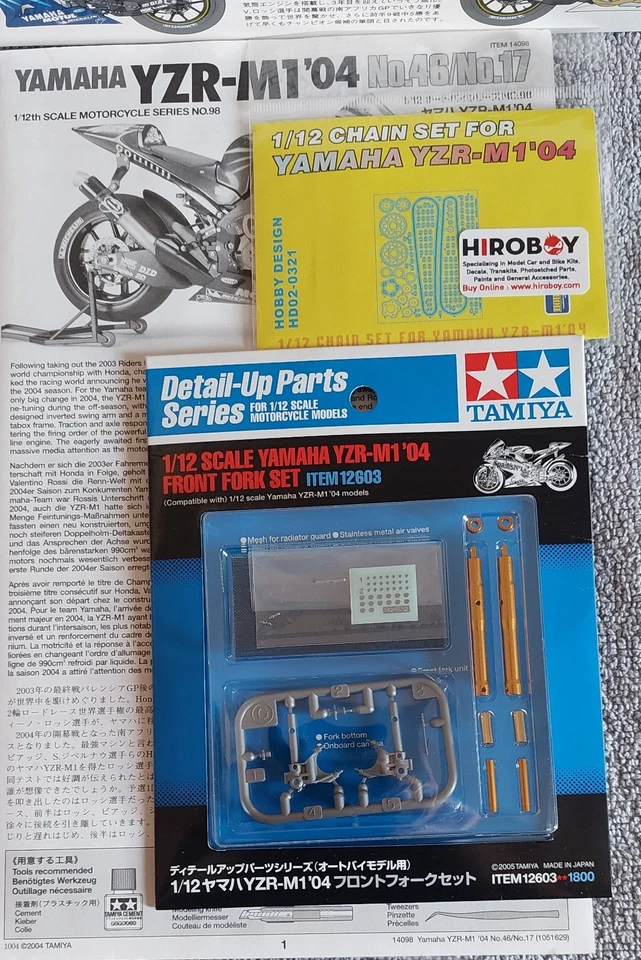 Tamiya 14098 Yamaha YZR-M1 '04 No.46 with fork kit & chain set - Image 3 of 4