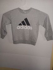 Adidas sweatshirt gray Crewneck Fleece Boys Girls Unisex Size S with logo