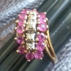 Vintage Cluster Ruby Diamond 10k Yellow Gold Band Ring Prong Cocktail Size 7  — photo 1