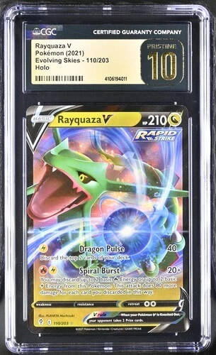 Rayquaza V Pokémon (2021) Evolving Skies CGC 110/203 Holo GRADE 10 PRISTINE 110