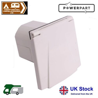 Mains Hook Up Inlet Socket Caravan, Motorhome, Camper Flush Fitting WHITE  PO141