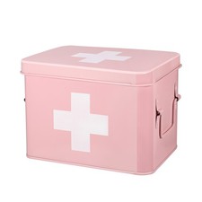 Metal First Aid Empty Box, Medicine Storage Organizer with Removable Tray Handle