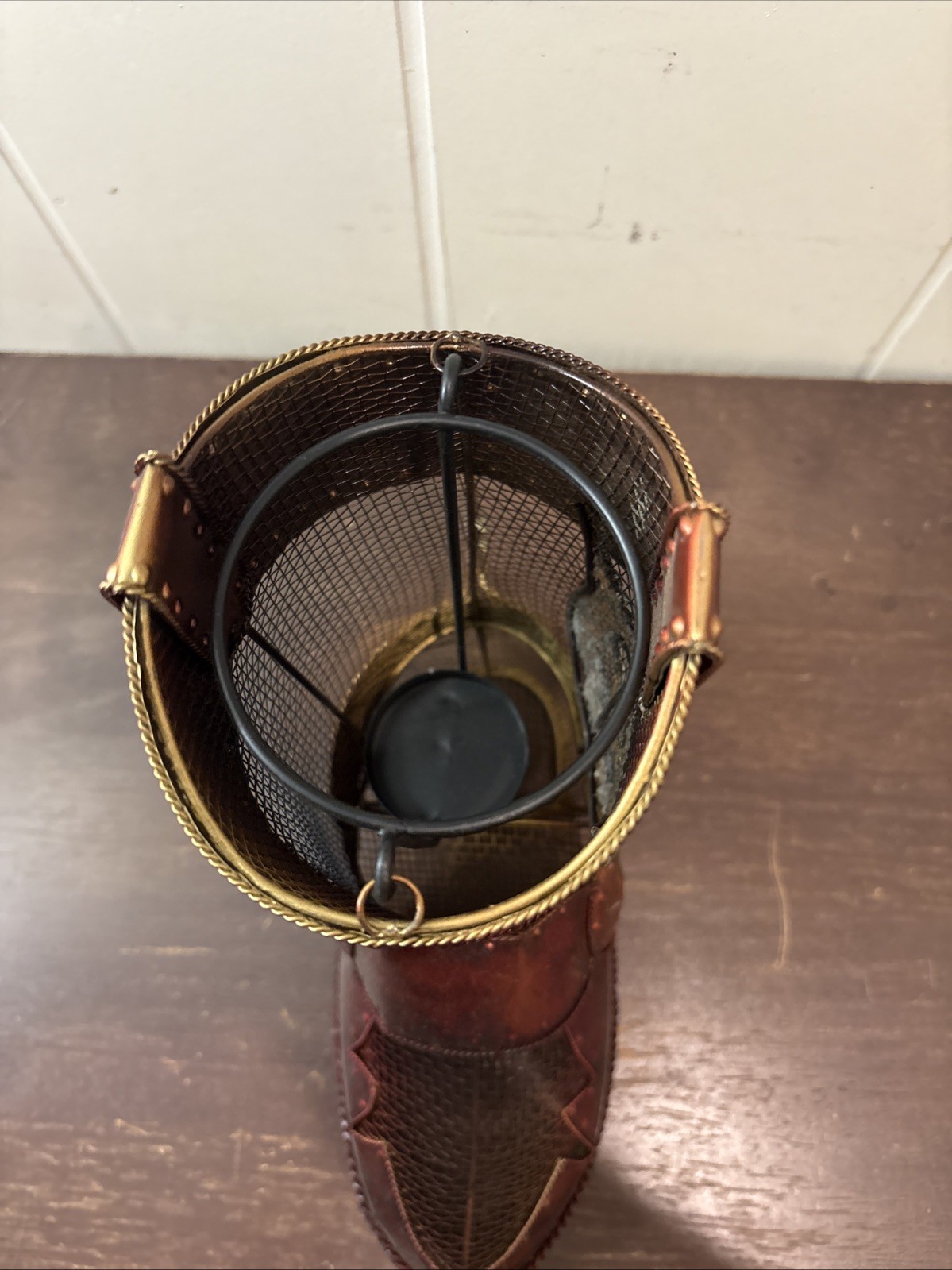 Cowboy Boot Metal Votive Candle Holder Western Decor