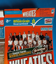 Seattle Storm 2010 WNBA Champ–Wheaties General Mills–Empty Flat Box/Bird/Jackson