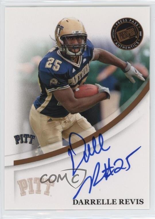 Darrelle Revis Pitt Panthers 2007 Press Pass Signings Bronze Auto HOF 0y2a 