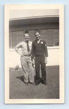 Old Vintage Photo PAIR DUO MEN ARMY SOLDIER NAVY SAILOR MILITARY UNIFORM PICTURE