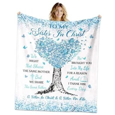 Sisters in Christ Gifts for Women Blanket 60"x50", Christian Secret Sister 