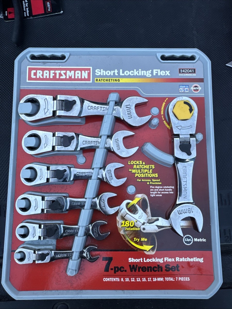 Sears Craftsman USA Nos Rare Short Locking Flex Wrench Set Metric