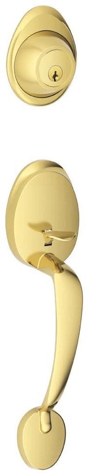 Schlage JH58-BAR Barcelona Brass Keyed Entry Handleset Single Cylinder