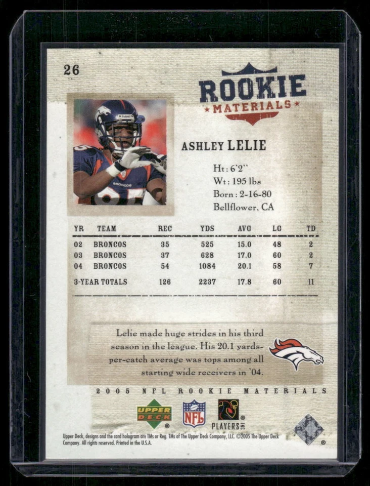 2005 Upper Deck Rookie Materials #26 Ashley Lelie - Image 2 of 2
